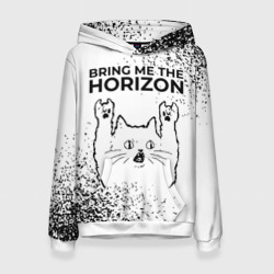 Женская толстовка 3D Bring Me the Horizon рок кот на светлом фоне