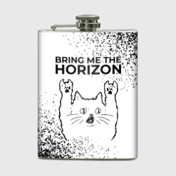 Фляга Bring Me the Horizon рок кот на светлом фоне