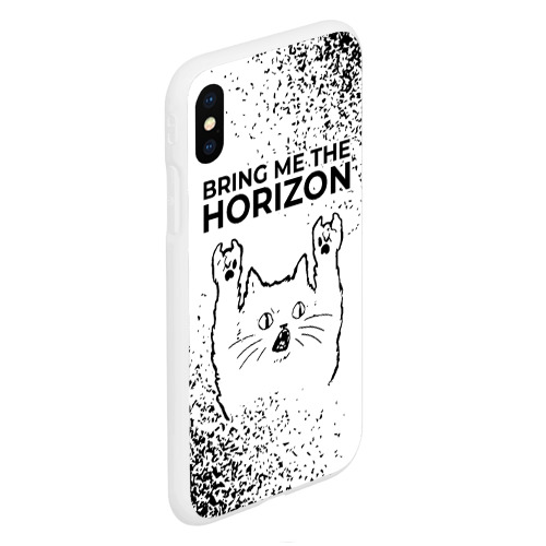 Чехол для iPhone XS Max матовый Bring Me the Horizon рок кот на светлом фоне - фото 3