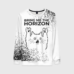 Женский свитшот 3D Bring Me the Horizon рок кот на светлом фоне