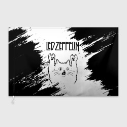 Флаг 3D Led Zeppelin рок кот на светлом фоне