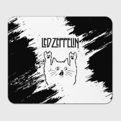 Прямоугольный коврик для мышки Led Zeppelin рок кот на светлом фоне