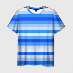 Мужская футболка 3D Полосатый голубой