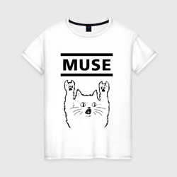 Женская футболка хлопок Muse - rock cat