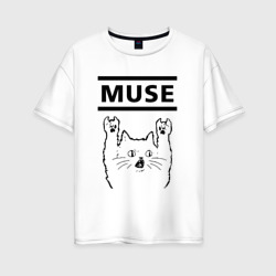 Женская футболка хлопок Oversize Muse - rock cat