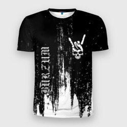 Мужская футболка 3D Slim Burzum и рок символ на темном фоне