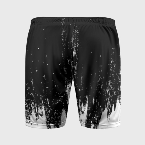 Мужские шорты спортивные с принтом Burzum и рок символ на темном фоне, вид сзади #1