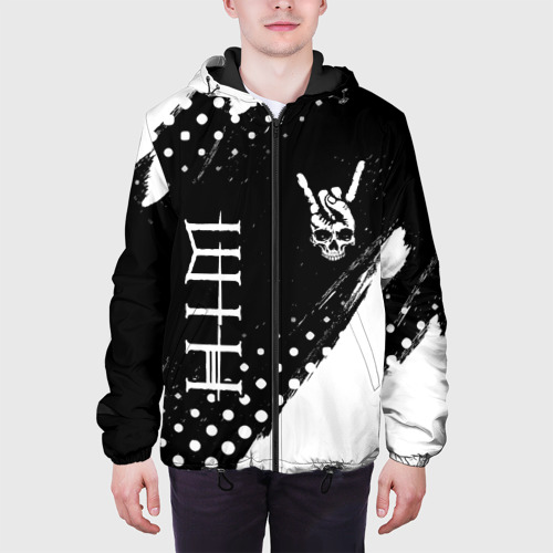 Мужская куртка 3D HIM и рок символ на темном фоне, цвет 3D печать - фото 4