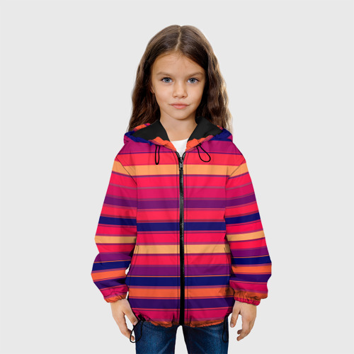 Детская куртка 3D с принтом Полосатый ярко-красный, вид сбоку #3