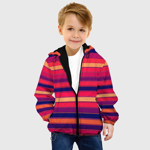 Детская куртка 3D с принтом Полосатый ярко-красный, фото на моделе #1