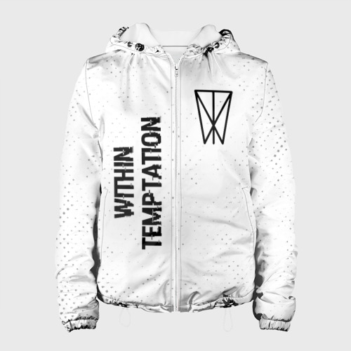 Женская куртка 3D с принтом Within Temptation glitch на светлом фоне: надпись, символ, вид спереди #2