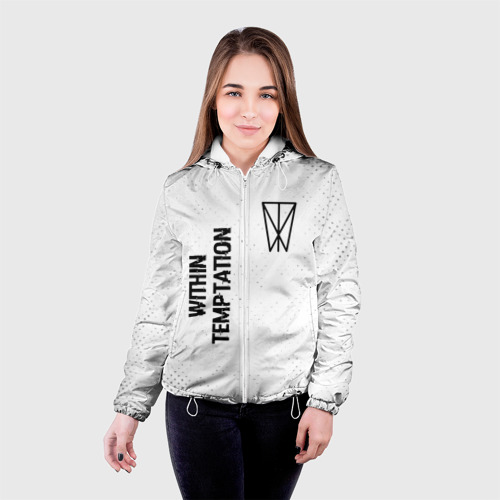 Женская куртка 3D с принтом Within Temptation glitch на светлом фоне: надпись, символ, фото на моделе #1