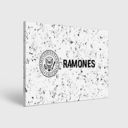 Холст прямоугольный Ramones glitch на светлом фоне: надпись и символ
