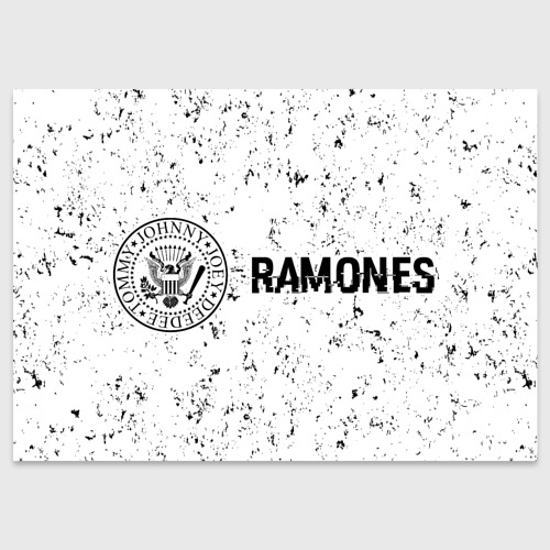 Поздравительная открытка Ramones glitch на светлом фоне: надпись и символ, цвет белый