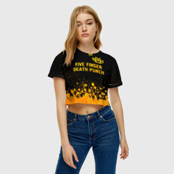 Женская футболка Crop-top 3D Five Finger Death Punch - gold gradient: символ сверху - фото 2