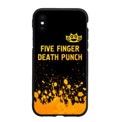Чехол для iPhone XS Max матовый Five Finger Death Punch - gold gradient: символ сверху