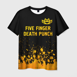 Мужская футболка 3D Five Finger Death Punch - gold gradient: символ сверху