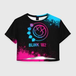 Женская футболка Crop-top 3D Blink 182 - neon gradient