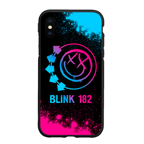 Чехол для iPhone XS Max матовый с принтом Blink 182 - neon gradient, вид спереди #2