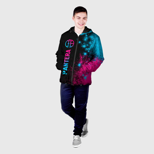 Мужская куртка 3D с принтом Pantera - neon gradient: по-вертикали, фото на моделе #1
