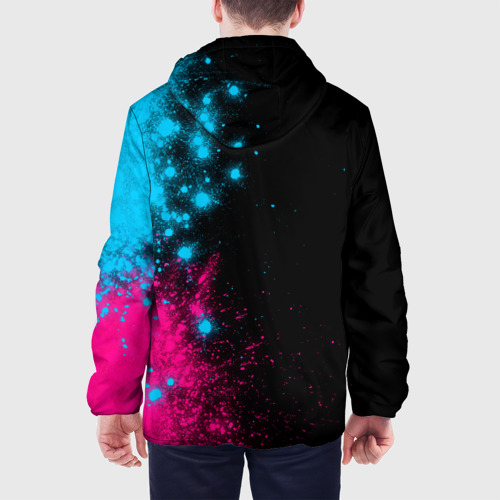 Мужская куртка 3D с принтом Pantera - neon gradient: по-вертикали, вид сзади #2