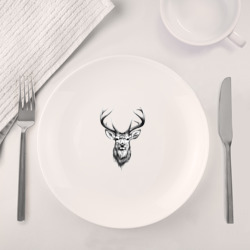 Набор: тарелка + кружка Голова оленя эскиз - фото 2