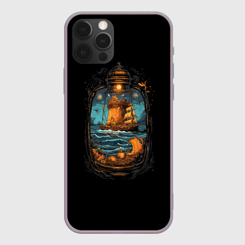 Чехол для iPhone 12 Pro Max с принтом Арт корабль в бутылке, вид спереди #2