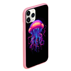 Чехол для iPhone 11 Pro Max матовый Неоновая медуза с глазами - фото 2