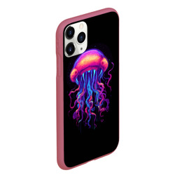 Чехол для iPhone 11 Pro Max матовый Неоновая медуза с глазами - фото 2