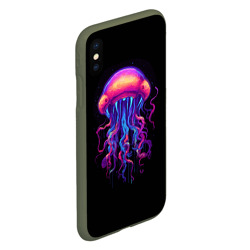 Чехол для iPhone XS Max матовый Неоновая медуза с глазами - фото 2