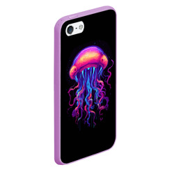 Чехол для iPhone 5/5S матовый Неоновая медуза с глазами - фото 2
