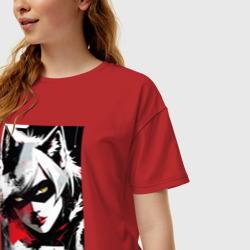 Женская футболка хлопок Oversize Werewolf - neural network - pop art - фото 2