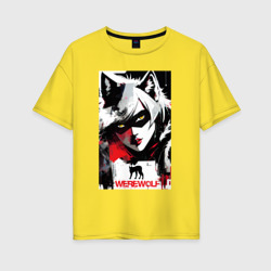 Женская футболка хлопок Oversize Werewolf - neural network - pop art