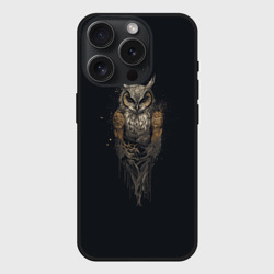 Чехол силиконовый для Apple iPhone 15 Pro матовый Суровая стимпанк сова