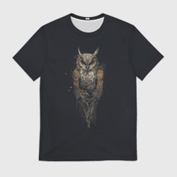 Мужская футболка 3D Суровая стимпанк сова
