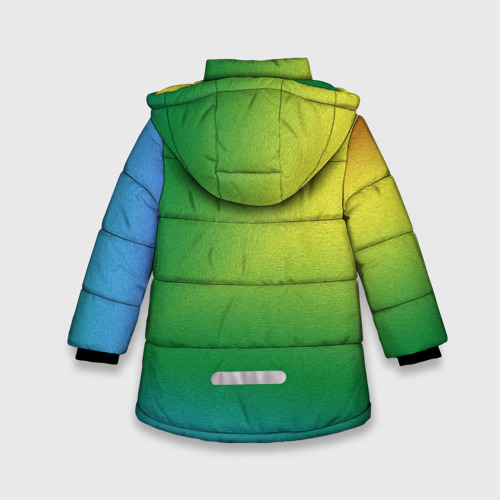 Зимняя куртка для девочек 3D с принтом Радужный градиент, вид сзади #1