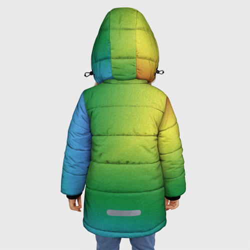 Зимняя куртка для девочек 3D с принтом Радужный градиент, вид сзади #2