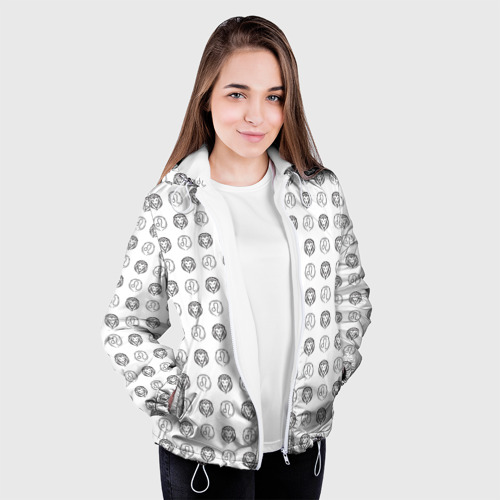 Женская куртка 3D Лев и знак зодиака, цвет белый - фото 4