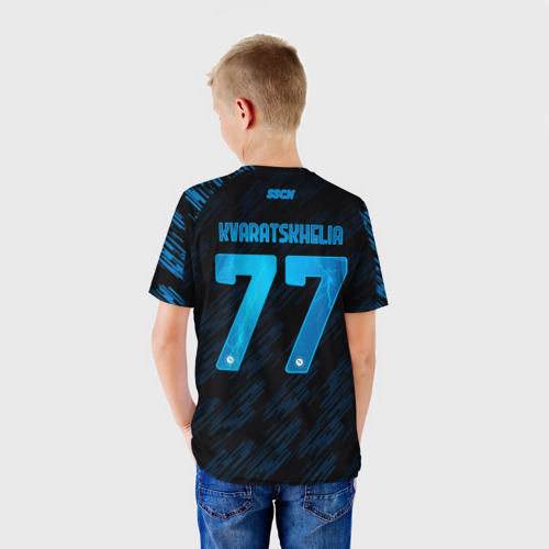 Детская футболка 3D с принтом Хвича Кварацхелия Кварадона ФК Наполи, вид сзади #2