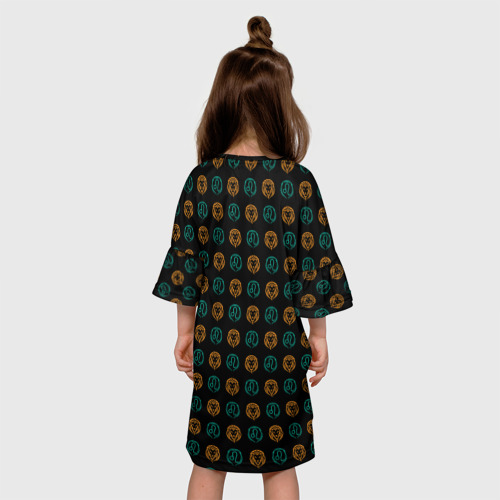 Детское платье 3D Лев и знак зодиака в контрасте, цвет 3D печать - фото 5