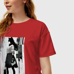 Женская футболка хлопок Oversize Городская волчица - Нью-Йорк - нейросеть - фото 2