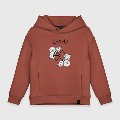 Детское худи Oversize хлопок Exo rose, цвет кирпичный