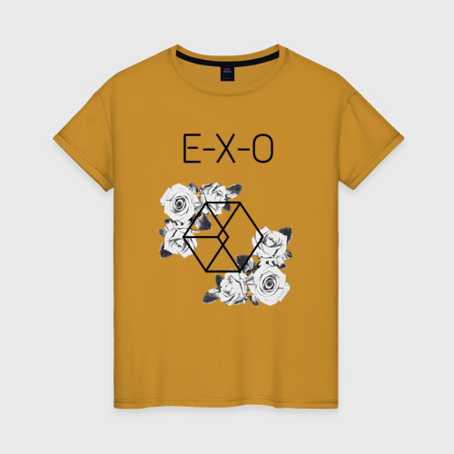 Женская футболка хлопок Exo rose, цвет горчичный