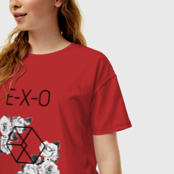 Женская футболка хлопок Oversize Exo rose - фото 2