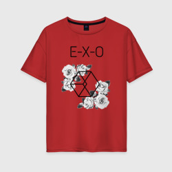 Женская футболка хлопок Oversize Exo rose