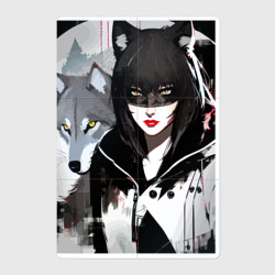 Магнитный плакат 2Х3 Девушка и волк - нейросеть - фантазия