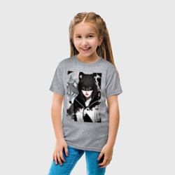 Детская футболка хлопок Девушка и волк - нейросеть - фантазия - фото 2