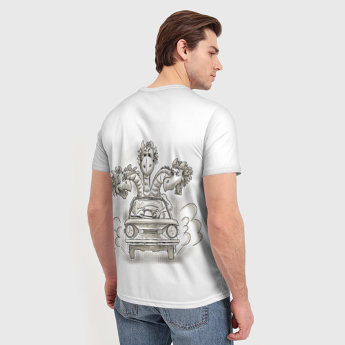 Мужская футболка 3D Дракон Горыныч на запорожце, цвет 3D печать - фото 4