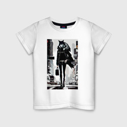 Детская футболка хлопок Модная волчица в зимнем Нью-Йорке - нейросеть