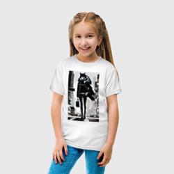Детская футболка хлопок Модная волчица в зимнем Нью-Йорке - нейросеть - фото 2